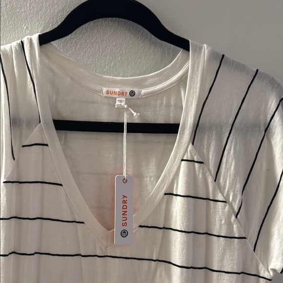 Sundry White and Black Striped Top - Picture 2 of 8